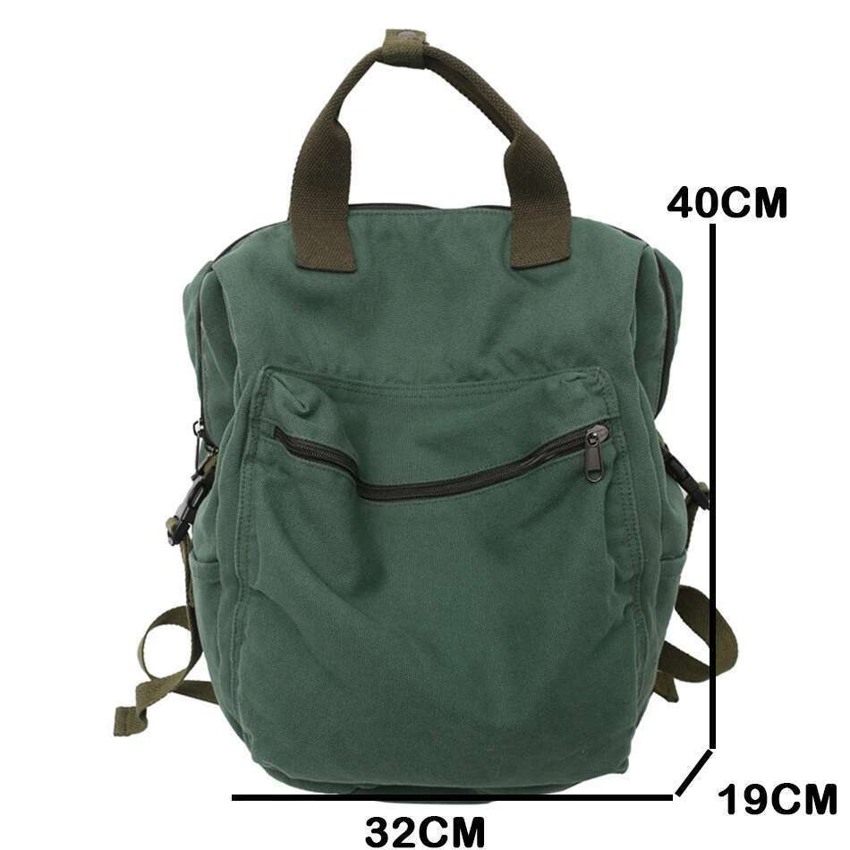 New Solid Color Women Canvas Backpack Vintage School for Teenage Girl 2024 Outdoor Travel Handbag Purses Book Bag Rucksack