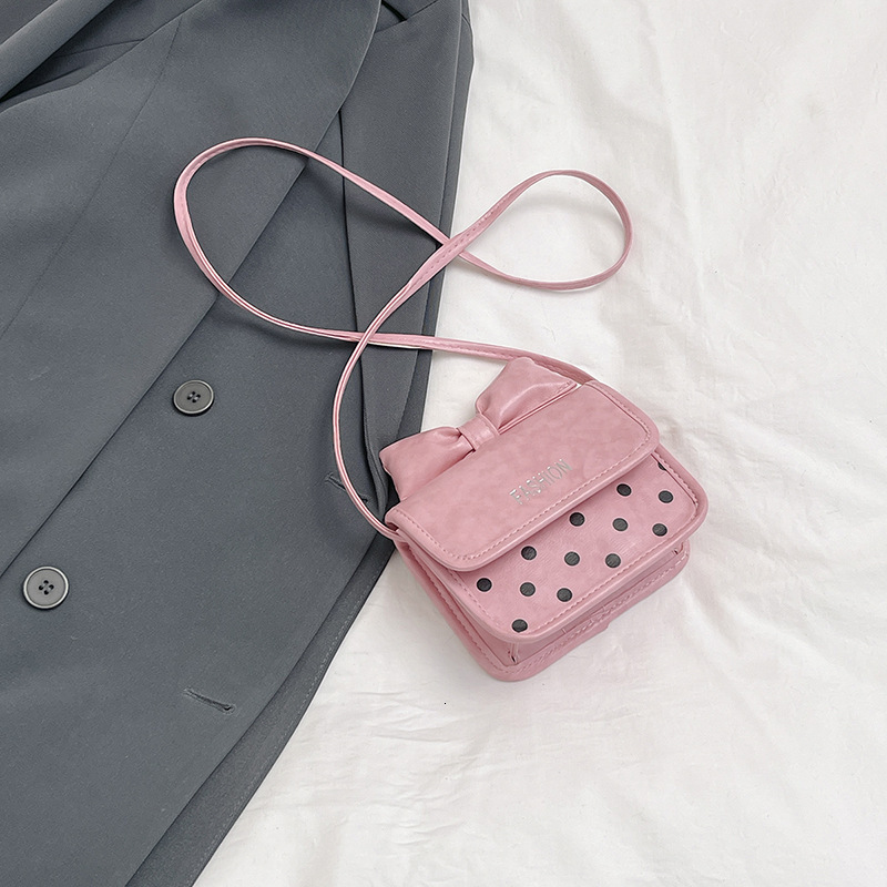 Free Delivery Designer Bag Korean Version Instagram Girl Mini 2025 New Cute Polka Dot Bow Small Square High End Sense Crossbody Luxury Bag