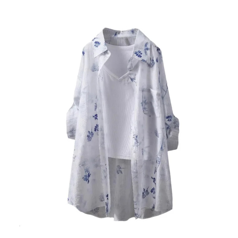 Sunscreen Shirt for Women Summer Loose Thin Coat Chinese Style Printed Clothes Air Conditioning Midlength 250514