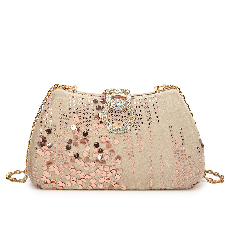 2024 New Trendy Texture Glitter Women's Simple Western Style Lock Chain Cross Shoulder Banquet Bag