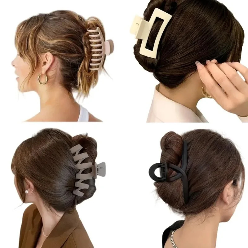 4-Piece Set of Womens Hair Claw Clips - Rectangular Stylish and Colorful Styling Hair Claw Clips - For Thick Hair 250517