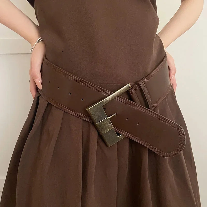 Desinger Belts For Women Vintage Wide Waistband Plus Size Western Cowgirl Cowboy Goth Y2k Brown Middle Ages Fashion Belt Female 250517