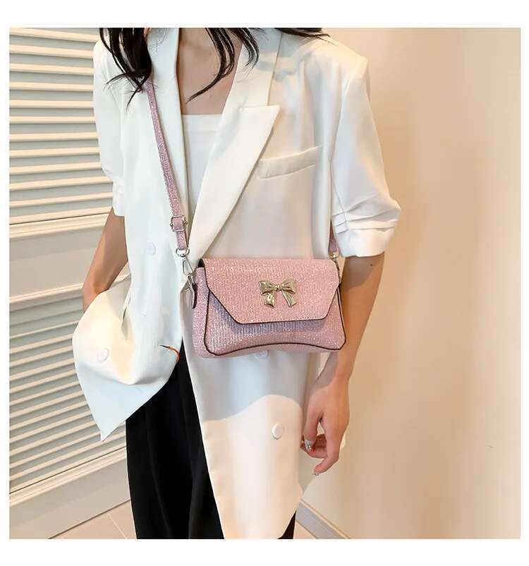 Women's Shoulder Fashion Hand Canvas Wallet Portable Tote Handbags Small Square Bag Bow Crossbody Bags
