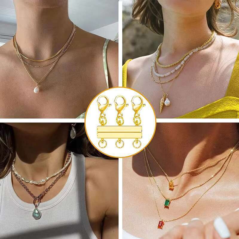 DHCollections Metal Clasp Jewelry Clasps Separator for Stackable Layering Necklaces Chains and Bracelets