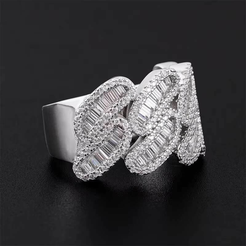 Hot Selling Customize S925 Sterling Silver Iced Out Moissanite Mens Ring Hip-Hop Style Fine Jewelry