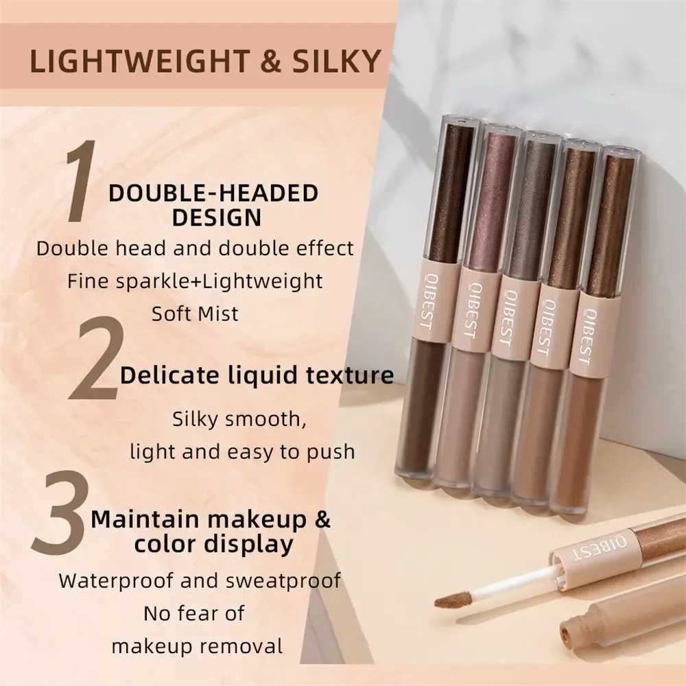 Double-head Matte Shimmer Liquid Eyeshadow Glitter Eye Makeup Pearlescent Lying Silkworm Shiny Natural Long-lasting CosmeticsXJ250520