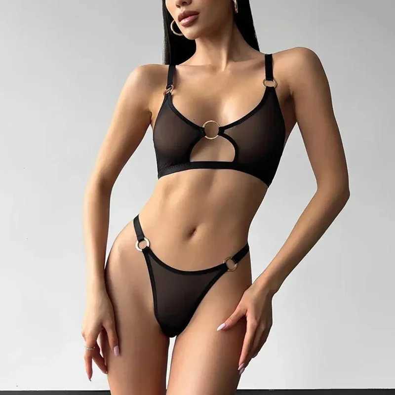 Piece Set Sexy Lingerie Outfit Mesh See-Through Intimate Sheer Lace Costume Fantasy Tulle Comfortable Underwear R250520