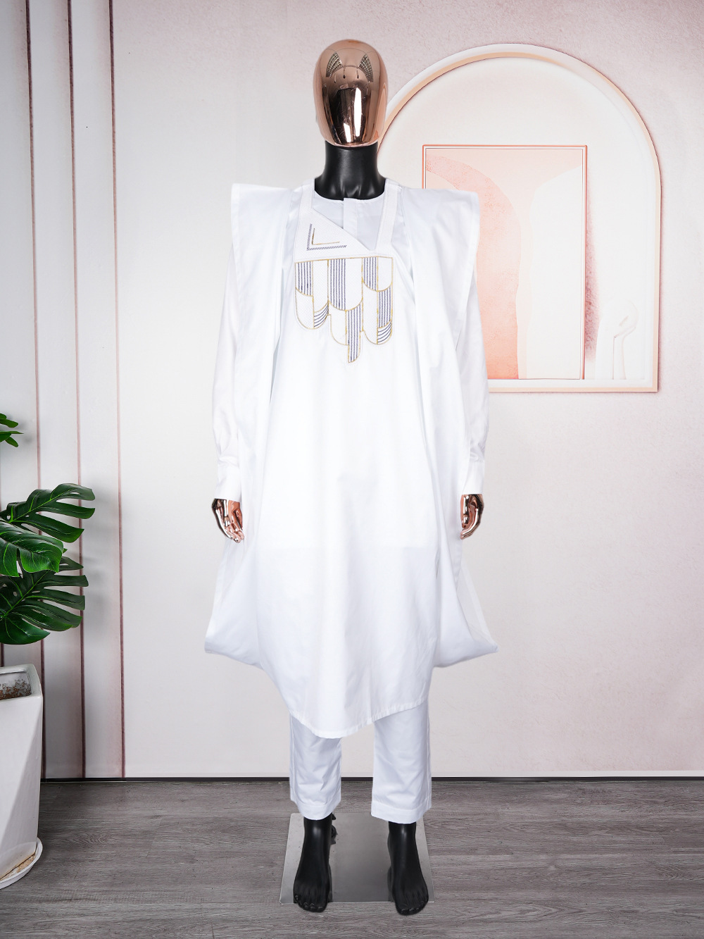 Designer Clothing Men's Long Robes Casual Clothes And Pants Matte Fabric Embroidery Versatile 2025 New Style