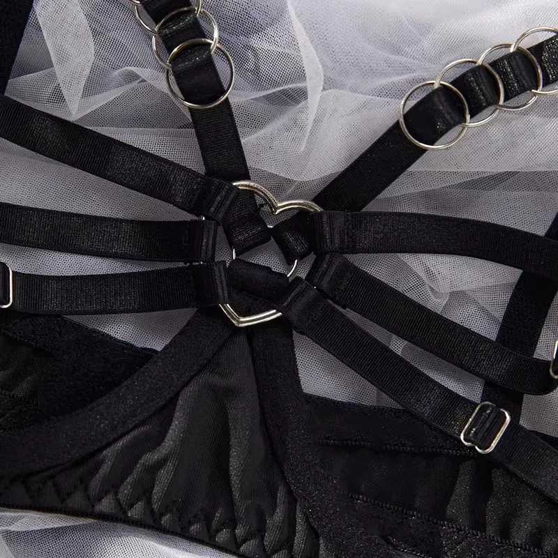 Bunny Girl Sexy Lingerie Set for Women Hollow Out See-Through Straps Patchwork Sexy Bunny Headband Lingerie Bra Set New R250520