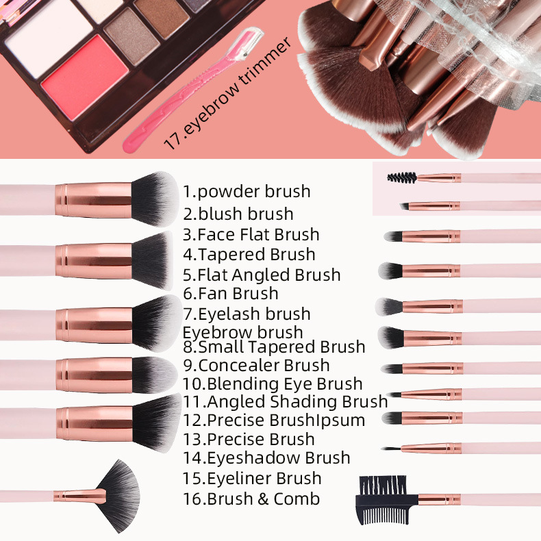16 Pcs Makeup Brush Set with Eyebrow Razor Premium Synthetic Foundation Powder Concealers Eyeshadow Blush Makeup Brushes Soft Hair Make up Brushes Kit