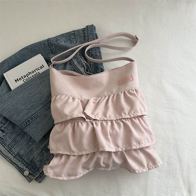 Free Delivery Designer Bag Korean Skirt Ruffle Edge Fabric For Women 2025 New Trendy And Niche Tote Large Capacity Crossbody Luxury Bag