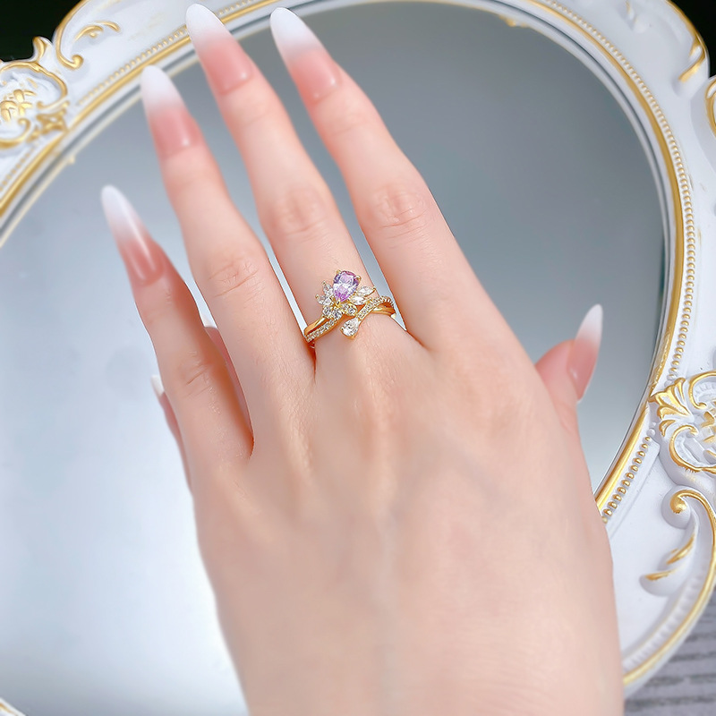 New S925 Silver 5*7 Purple Gemstone Ring - Elegant "Purple Aura" Design, Unique and Sweet, Perfect for Special Occasions