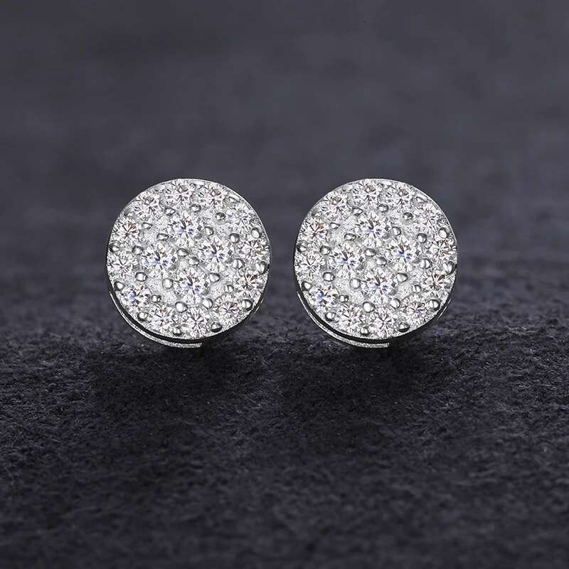 Top Quality Unisex Round 100% 925 Silver Earrings Fashion Classic Moissanite Earring For Women Jewelry