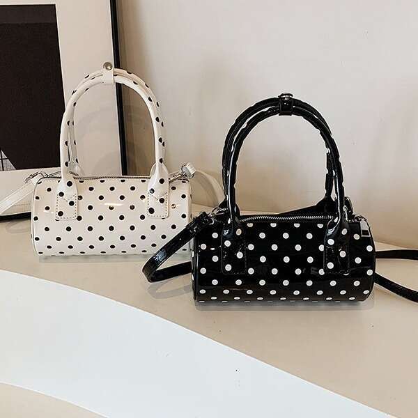 Niche polka dot for women 2025 fashionable and versatile armpit crossbody exquisite hand-held small handbag cylindrical bag new casual fashion trend