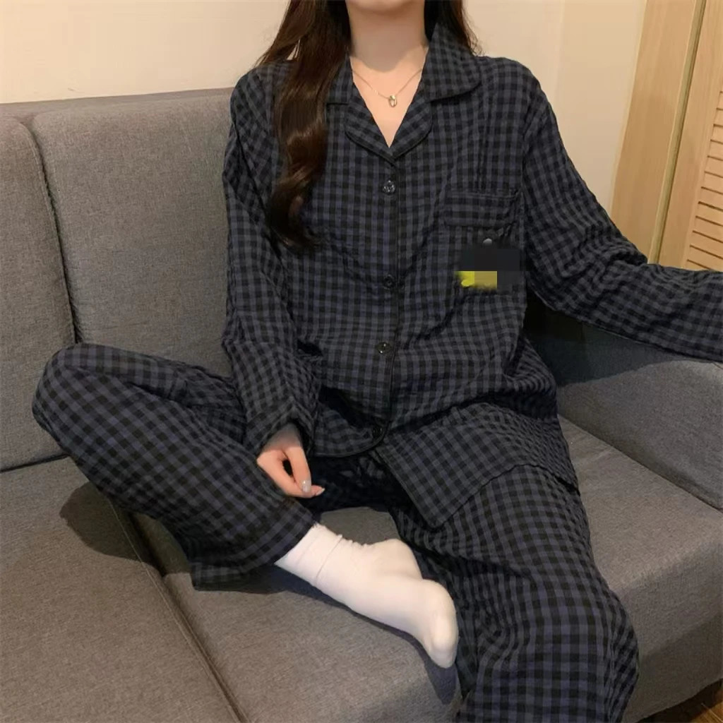 Spring and Autumn Womens Pajamas Homewear Suit Girls LongSleeved Net Red Cartoon Plaid Set 250519