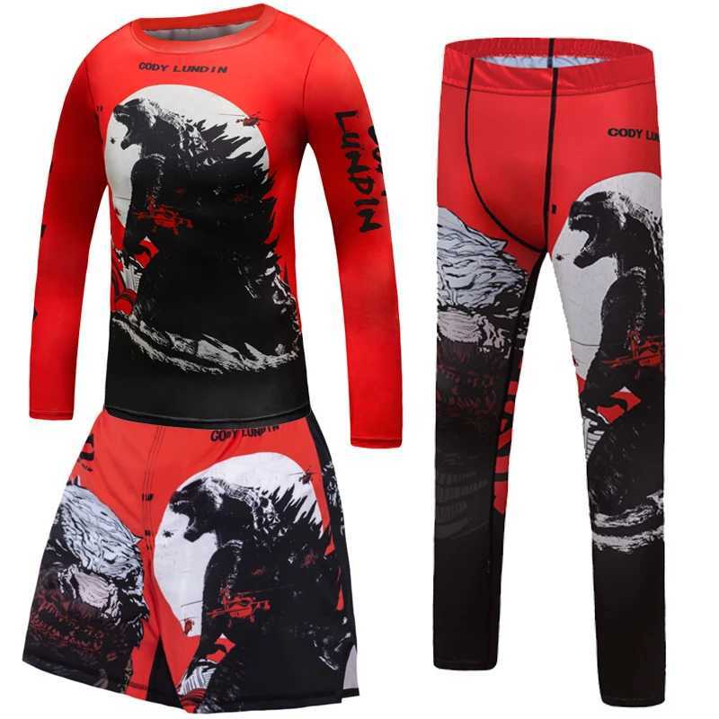 Children MMA Rashguard For Kids Jiu Jitsu T-shirt+Pant Sportsuit Boy MMA Shorts Clothing Bjj Kickboxing Jerseys Running Sets Z250520