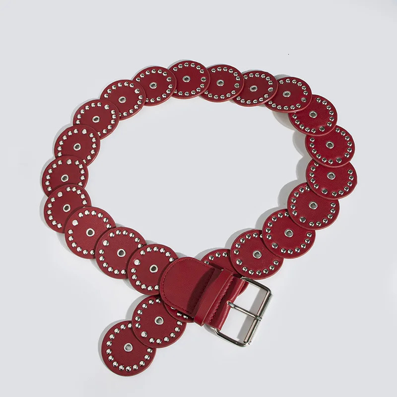 Personalized Round Rivet Stitching Waistband Fashionable Handsome Belt Heavy Round Cake Wide Womens Waistband 250519