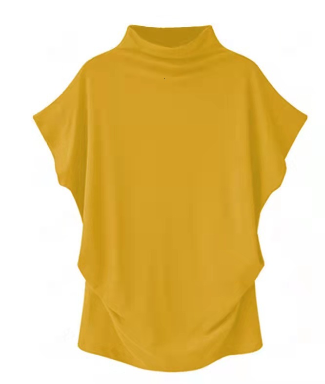 Enlarged High Neck T-shirt With Short Sleeves Women's 2025 New Fashionable Casual T-shirt Designer Clothing