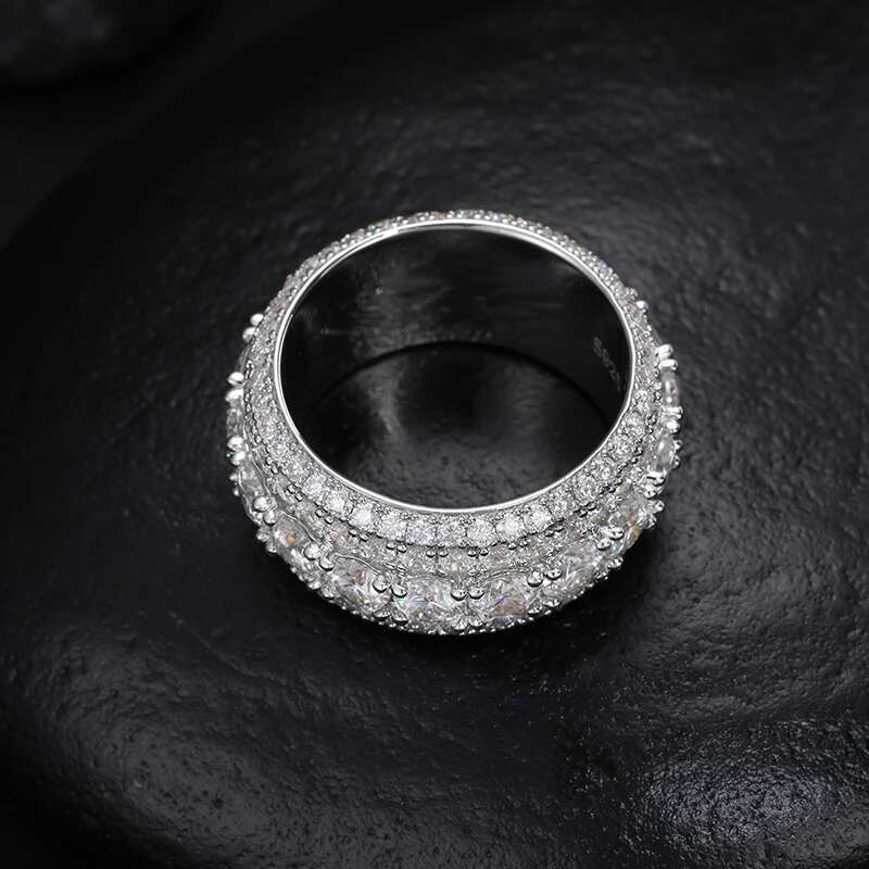 TUHE High Quality Unisex VVS1 Moissanite Rings Silver 925 Luxury Moissanite For Men Hip Hop Jewelry