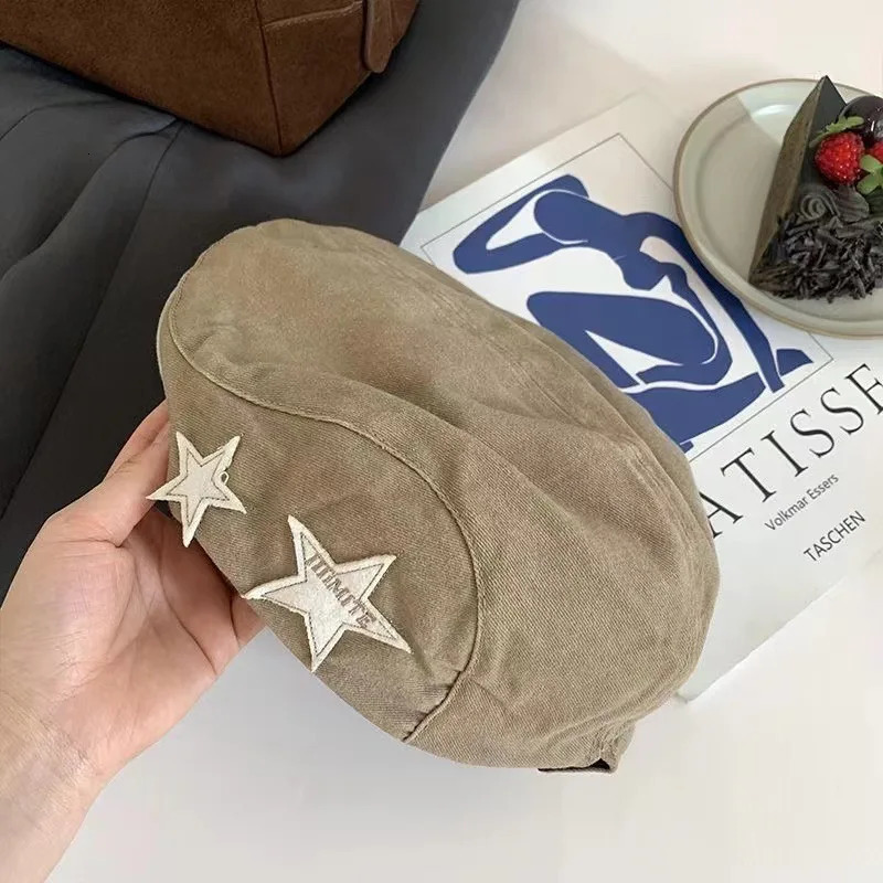 womens fashion hat American retro star-shaped casual simple and versatile beret painter hat 250520