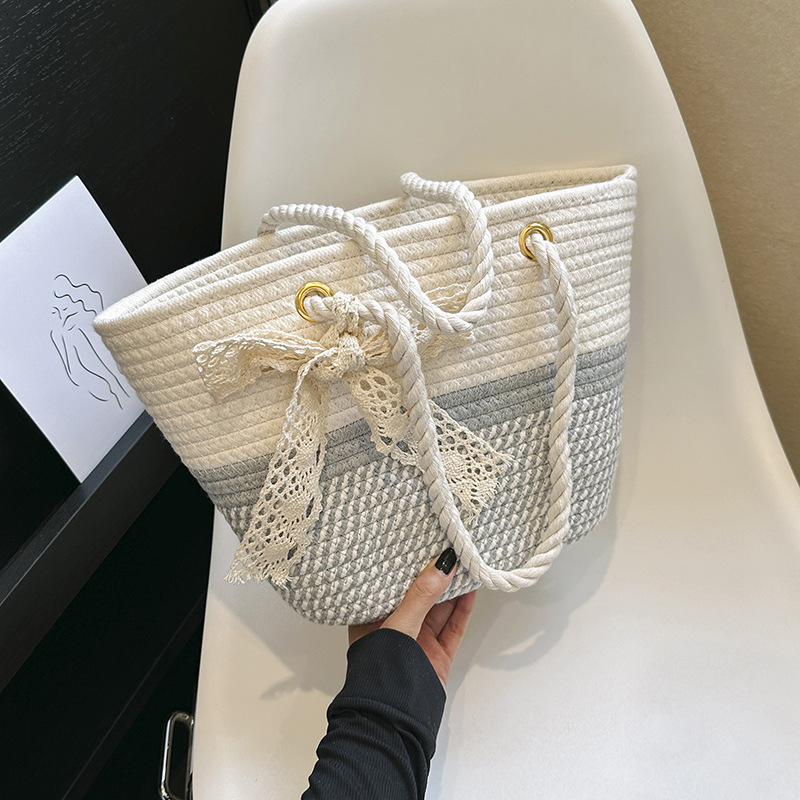 Free Delivery Designer Bag Weaving Large Capacity Fashionable Scarves Hands For Summer 2025 Gentle And Elegant Single Shoulder Underarm Stylish Tote 8
