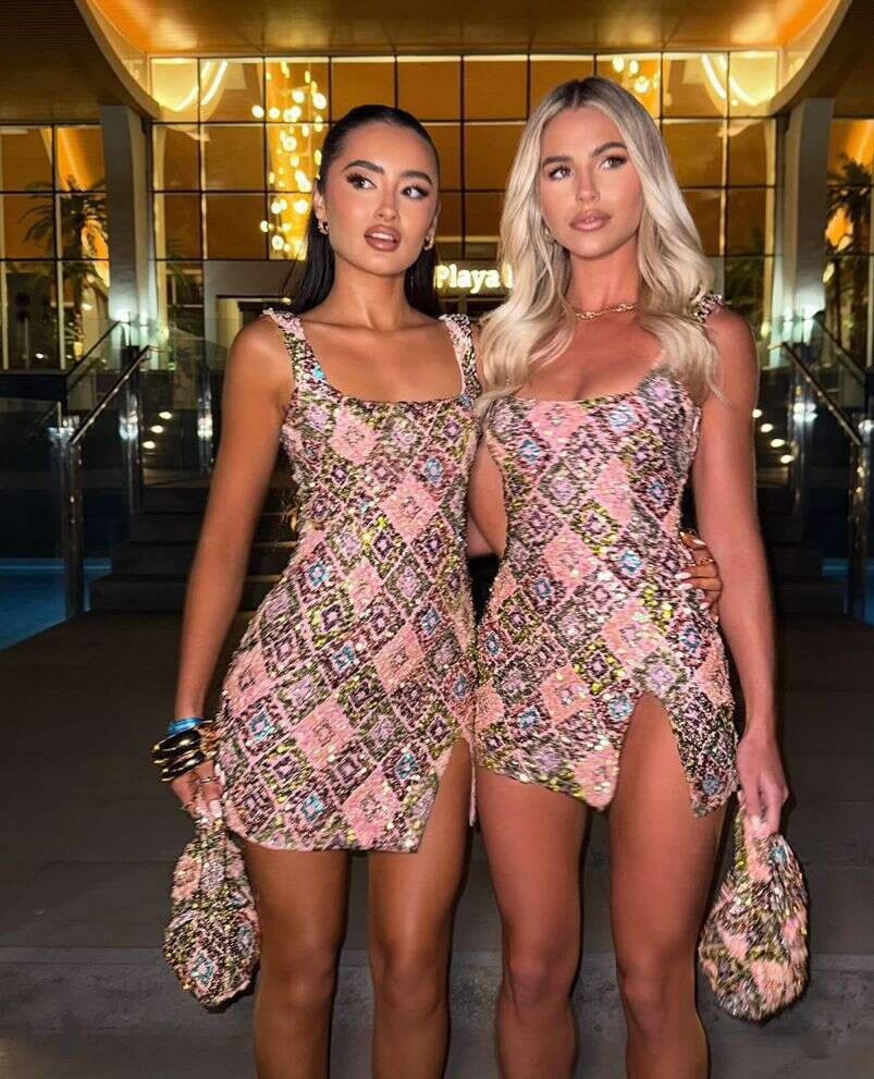 2025 Spring/Summer Design Colorful Flower Dia Grid Glitter Split Hip Bag Sexy Birthday Party Dress Style Versatile New Trendy Clothing Ins