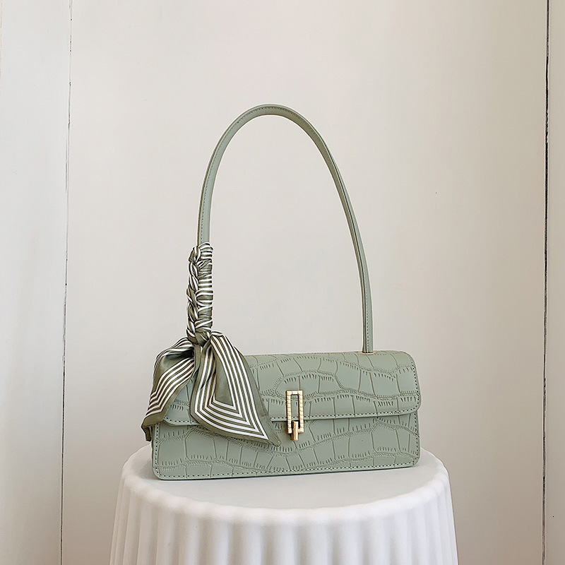 designer bag 2025 New Fashion Crossbody Stone Texture Silk Scarf Bow Single Shoulder Underarm Small Women's Bag Handbag shoulder bag