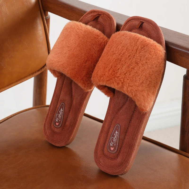 Eyriphy Womens Fluffy Furry Fur Slippers Open Toe Casual Bedroom Slides Memory Foam Soft Sole Cotton Shoes Anti-Slip Spa Indoor 250516