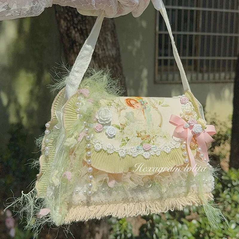 Retro Sweet Lolita Pastoral Forest Cla Girl Yuenai Handbag Messenger Lo Bag