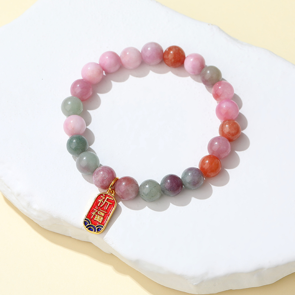New Chinese style prayer pendant dopamine round bead bracelet, candy necklace, a colored night market scenic area jewelry