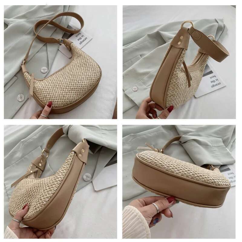 Straw Underarm Women's New Niche High-Grade Fashion Elegant Crossbody Leisure Holiday Shoulder Bag