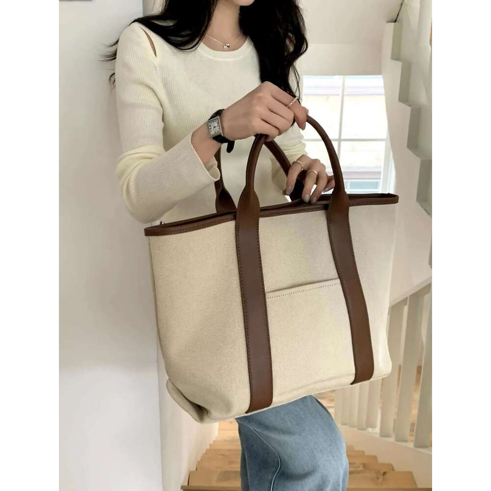 Kpop Canvas Women Handbag Large Capacity Brand Design Patchwork Female Shoulder Ladies Big Totes Casual Travel Shopping Bag