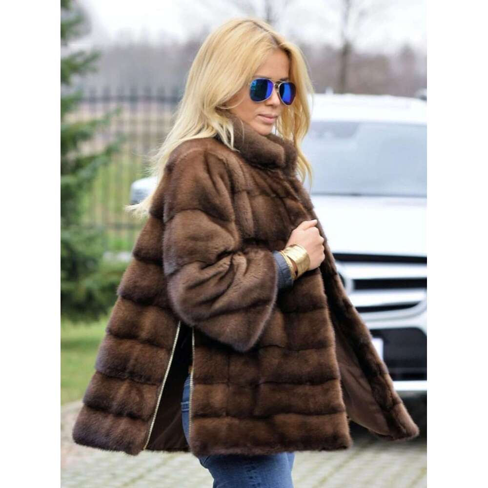 Autumn-winter Women's Casual Jacket Fashion Streetwear Brown Mink Warm Faux Fur Coat