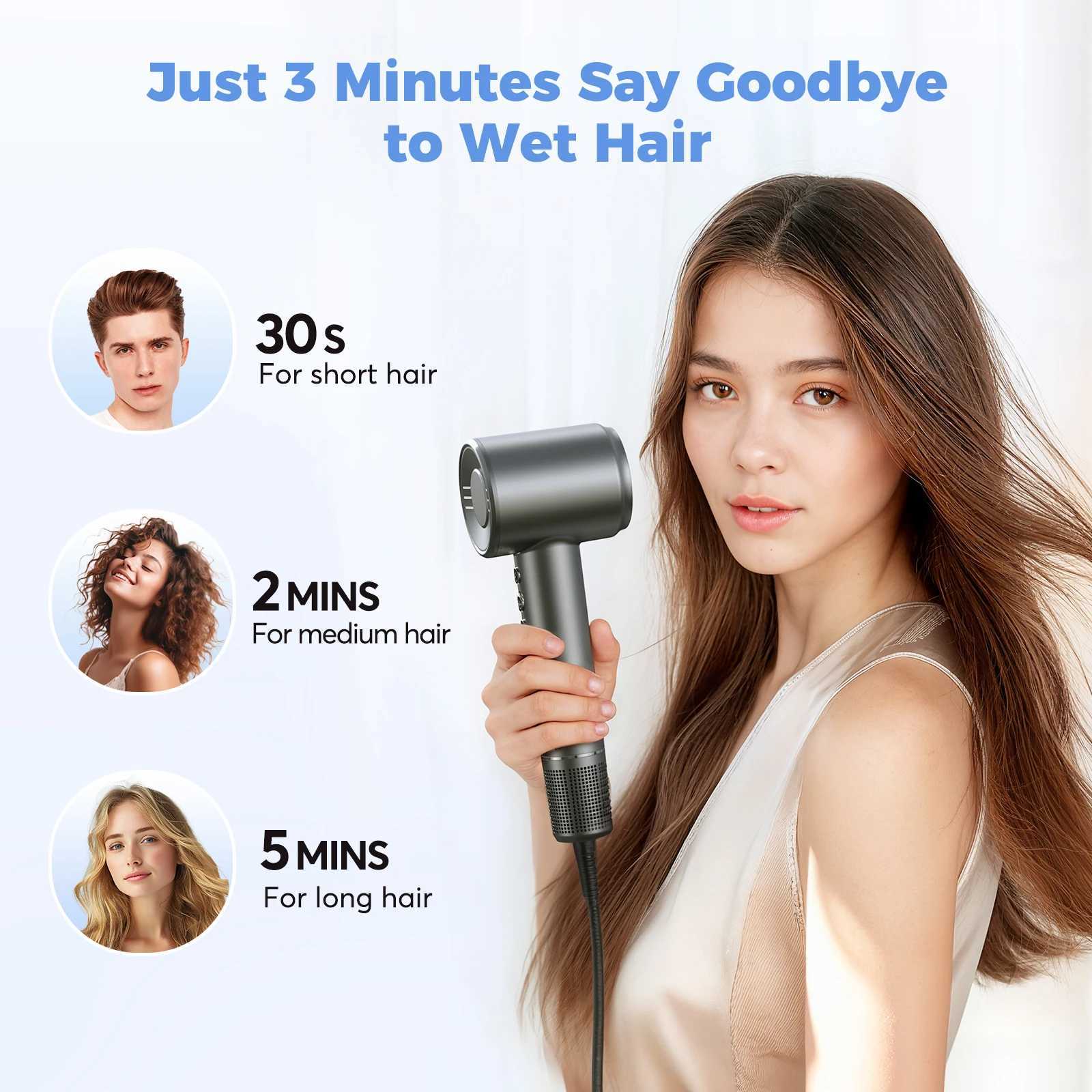 120000 RPM Hair Dryer Negative Ionic Blow Dryer Brushless Motor 40M/S Fast Drying High-Speed Low Noise Thermo-Control Hairdryer z2505204AUC