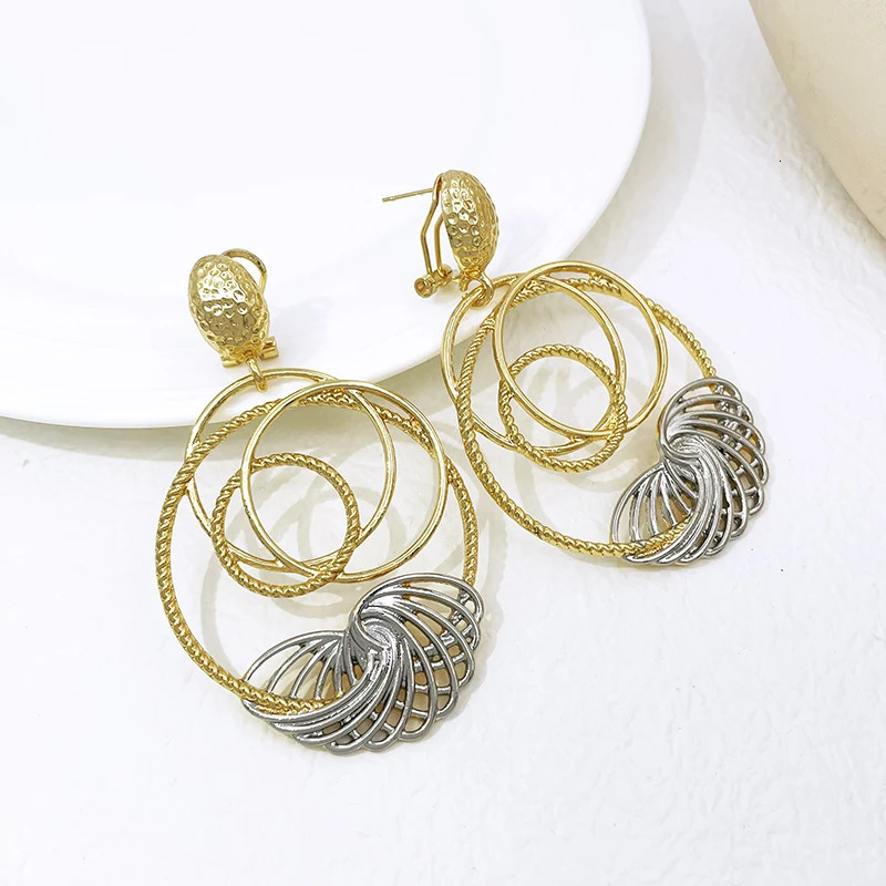 Big Earrings For Women Gold Color Drop Earrings 18K Gold Plated Fashion Jewelry Wedding Party Accessories Trending 250520