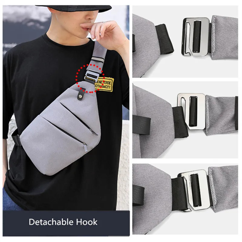 Fengdong men ultra thin anti-theft small chest bag mini cross body bags male one shoulder sling bag for travel boy sports bag 250519