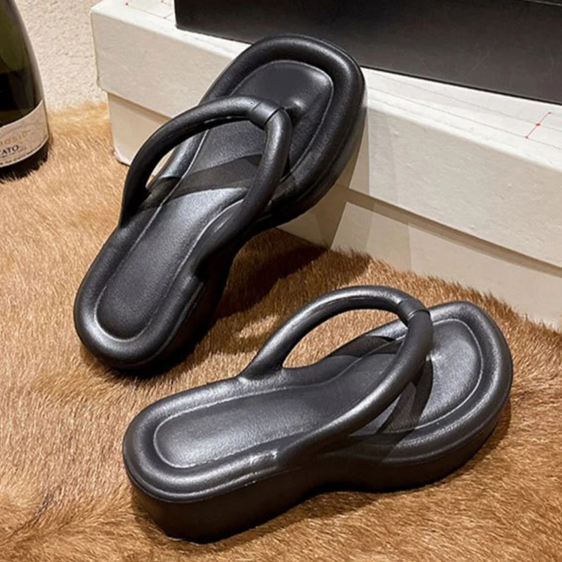 Sweet Womens Wedges Clip Toe Sandals EVA Summer Solid Thick Sole Flip Flops Indoor Outdoor Slip-on Beach Zapatillas 250519