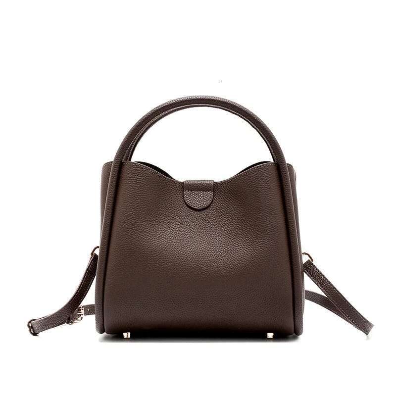 High Quality Designer Bags New Casual Cow Leather Women's Bucket Tote Brown Women Handbag High Quality Ladies Shoulder Crossbody Bag Black Coffe 