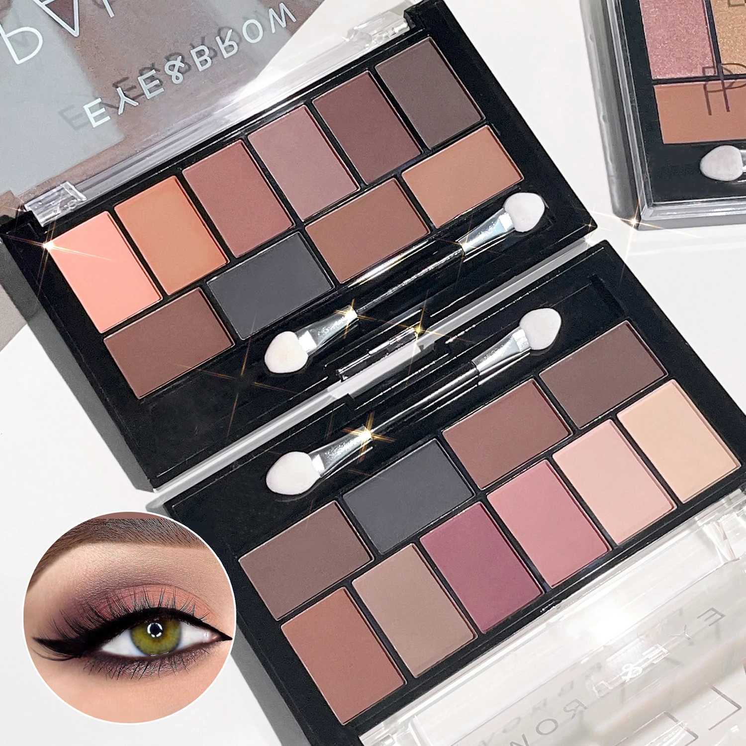 Ten color eyeshadow palette pearlescent matte fine shimmer earth tones beginner daily nude eyeshadow palette makeup W250520