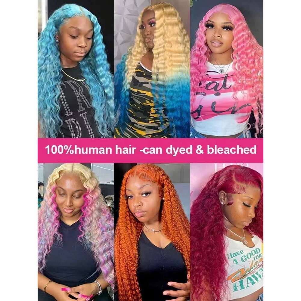 613 Honey Blonde Deep Wave 13x6 HD Frontal Human Hair For Women 40 Inch Brazilian Water Curly Wigs 13x4 Lace Front Wig