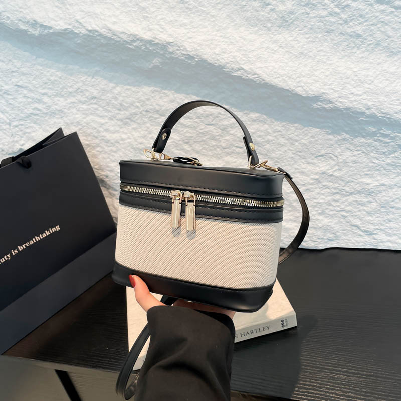 Free Delivery Designer Bag 2025 New Korean High End Cylindrical Bucket Splicing Contrasting Color Crossbody For Women Instagram Versatile Shoulder Lux