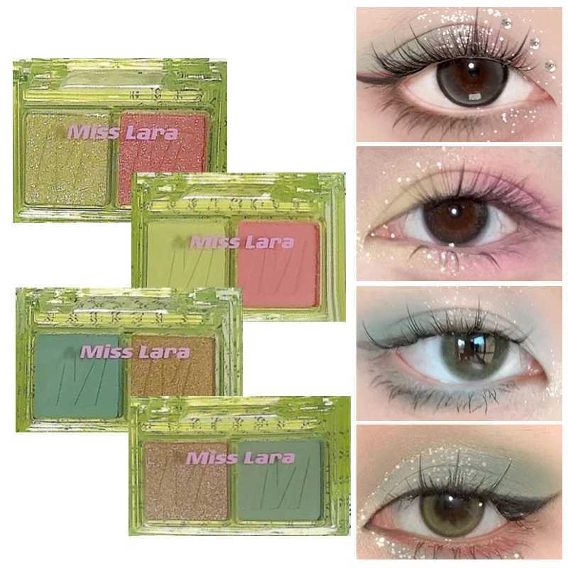Two-tone eyeshadow tray Pearl matte Beginner Compact portable pure mint green eye makeupXJ250520