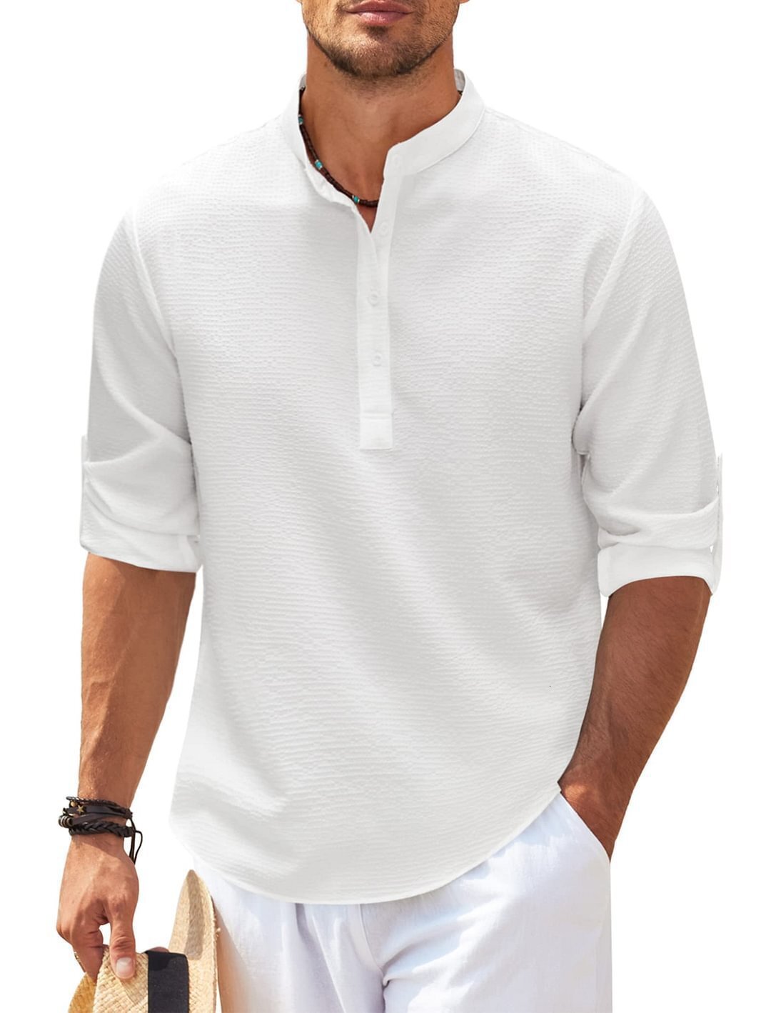 Designer Clothing 2025 Long Sleeved Stand Up Collar Open Top Pineapple Checkered Men's Casual Shirt Casual Top 2025 New Style