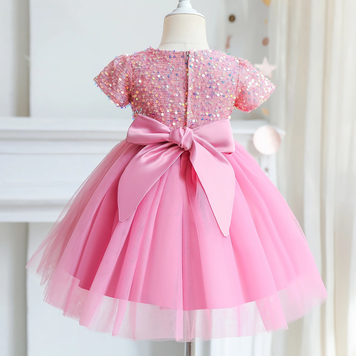2025 Kids Party Dresses for Girls Sequin Fluffy Prom Gown for Wedding Evening Elegant Children Birthday Princess Dress 4-10 Year 250519