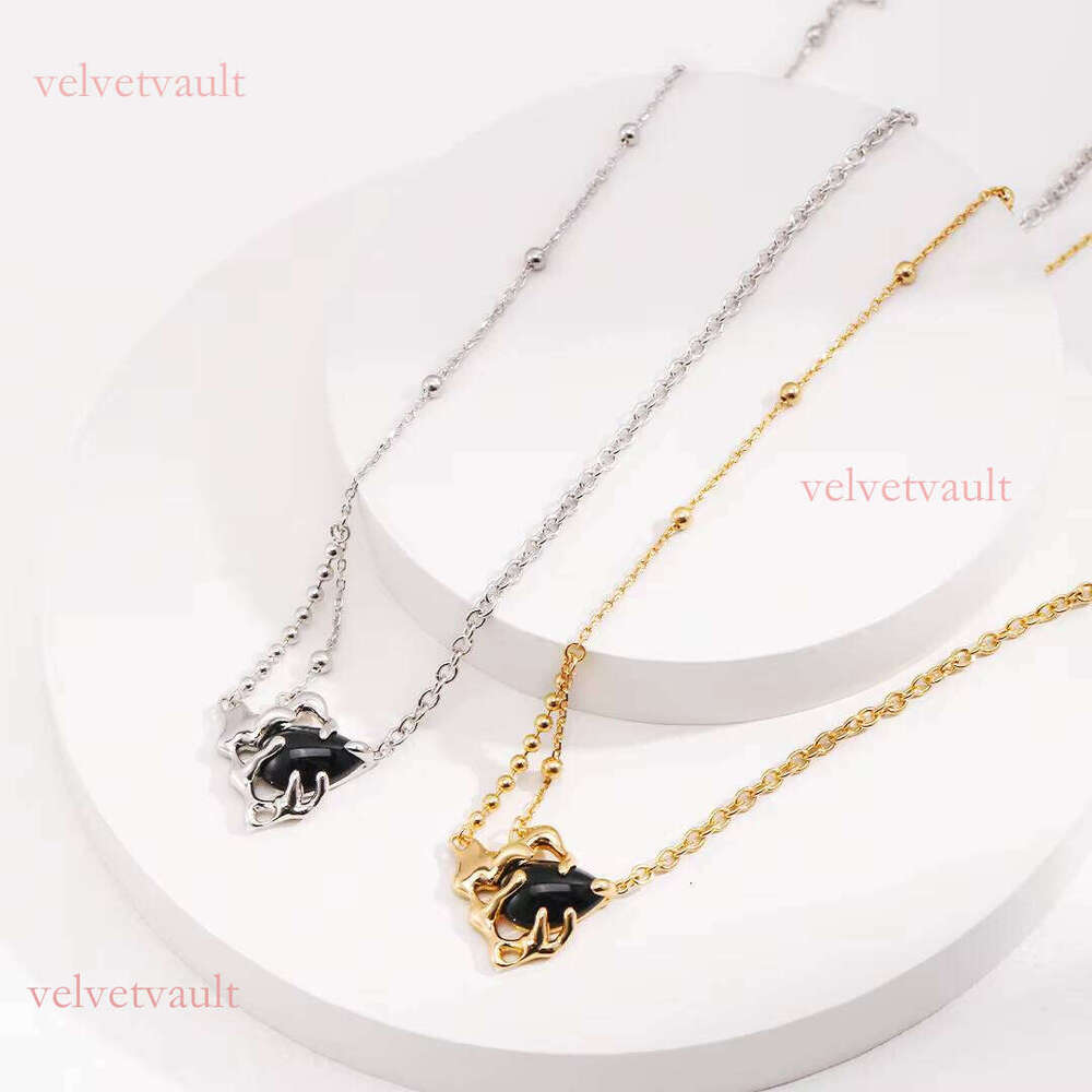 Elegant and unique S sier agate pendant necklace with rhodium plated chain, romantic style party