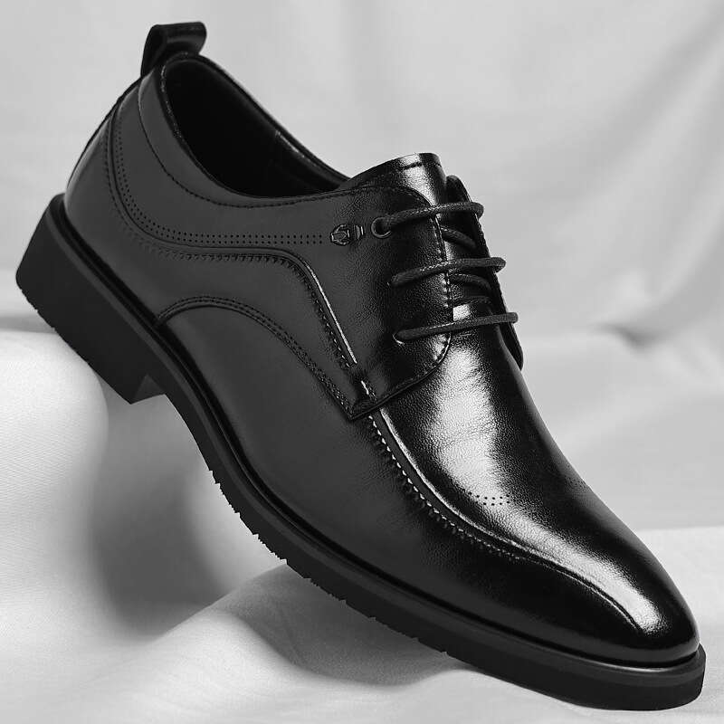 Big size leather shoes for men in spring 2025, new Blok business trend men's shoes, British style