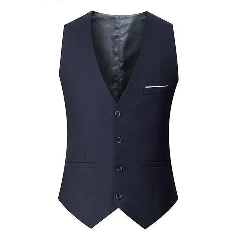 Slim Fit Suit Vests For Men Black Grey Navy Blue Business Casual Male Waistcoat Single Breasted Gilet Homme Formal Jacket 250520