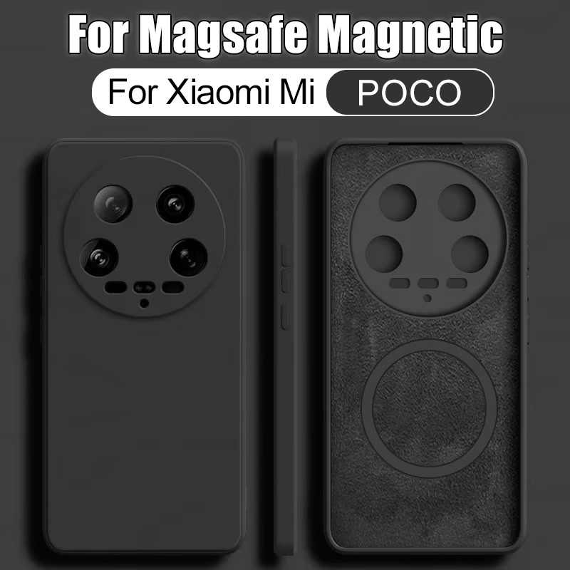 Magnetic Liquid Silicone For Magsafe Phone Case For Xiaomi Mi 14 13T 13 12 12T Ultra For POCO X6 X3 F5 Pro F3 X4 GT M5 M4 Cover