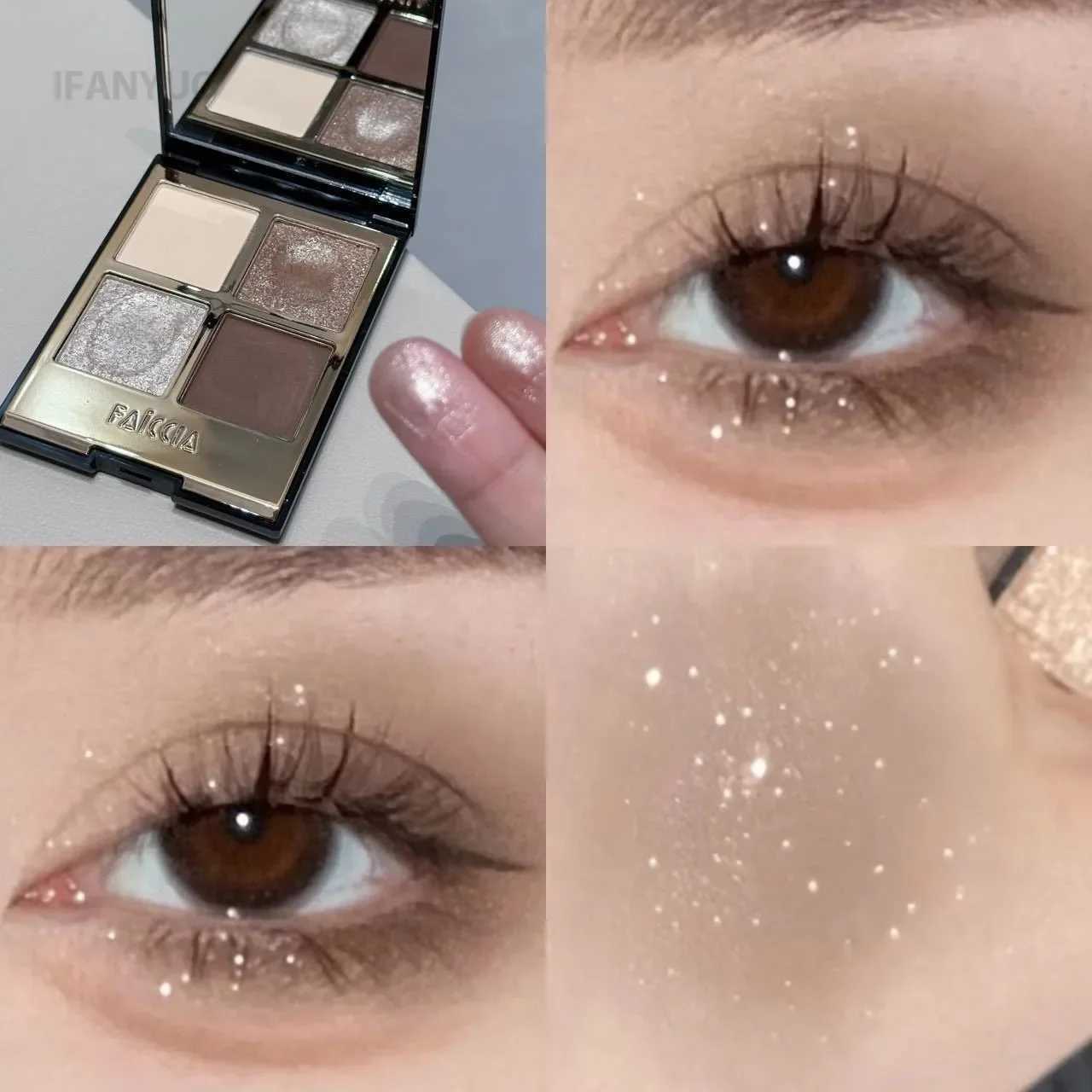 Four-color Eyeshadow Palette Low Saturation Earth Brown Rose Pearly Matte Glitter Eyeshadow Shiny Eye Shadow Lasting Eye Make UpXJ250520