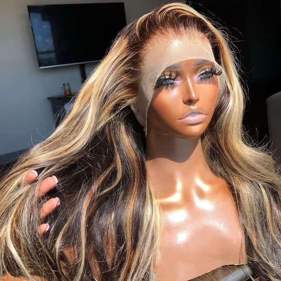 Highlight 13x6 Body Wave Frontal 100% 13x4 HD Transparent Lace Front Wig Human Hair Wigs For Women Brazilian